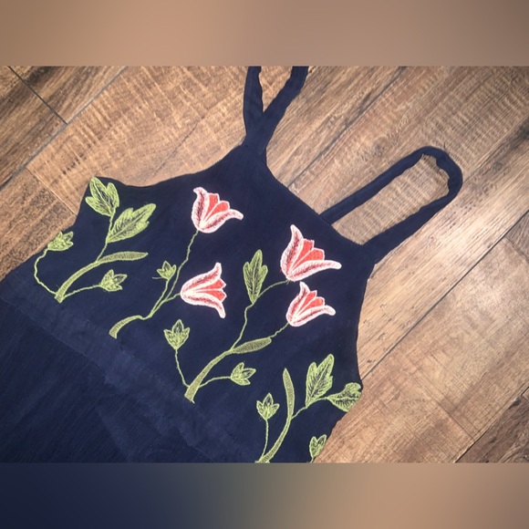 Anthropologie Floreat floral Navy
Blue Embroidered Maxi Dress boho formal fall - Picture 11 of 14